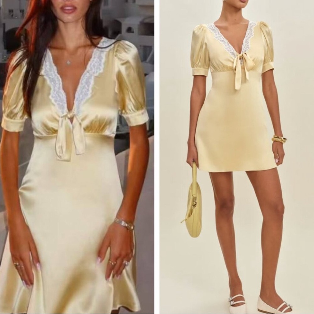 Reformation Avin Dress with Lace Trim